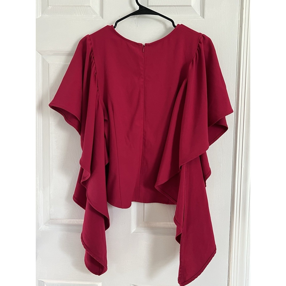 Leith Dark Pink Flutter Sleeve Blouse Size M Feminine Chic‎ Flowy Date Night Top - Picture 3 of 7